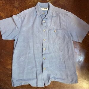 Mens Island Republic 100% Silk Palm Tree Button Front Shirt